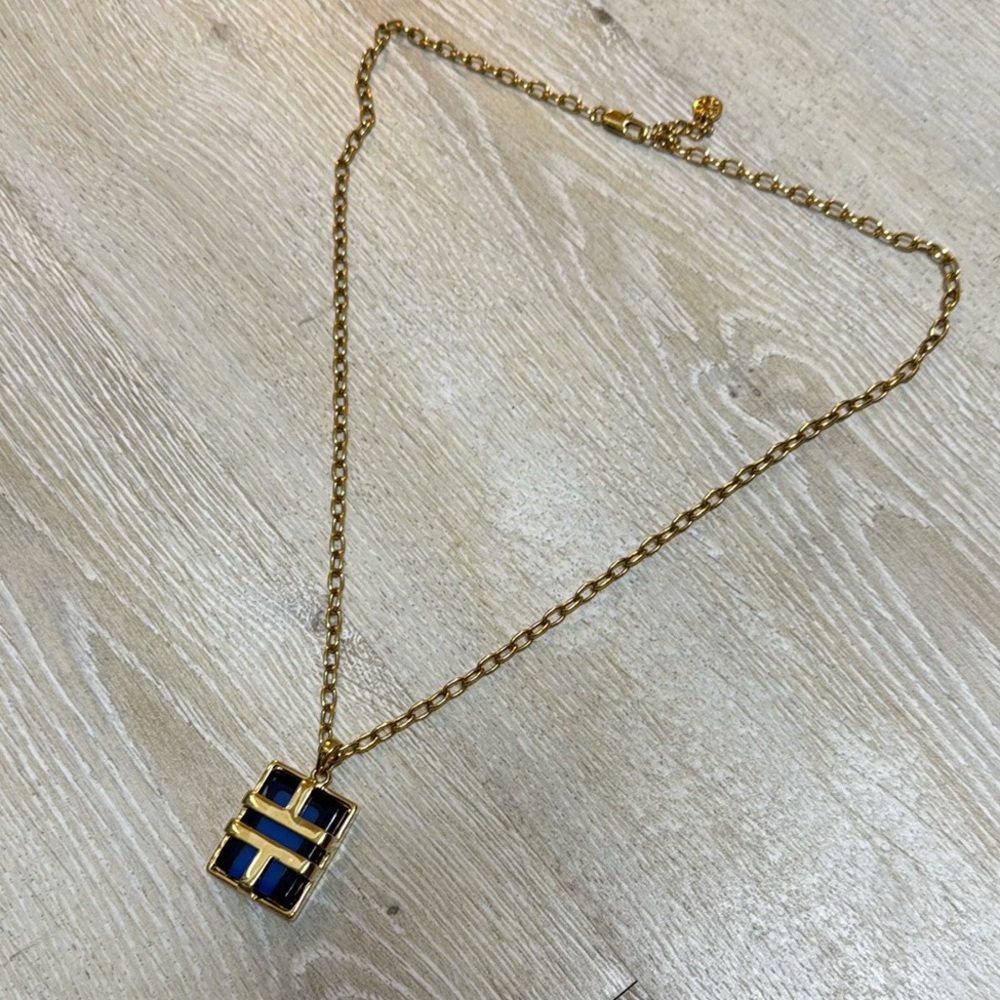 Gold and Blue Pendant Necklace